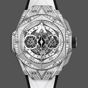 Super Clone Men's Hublot Big Bang Sang Bleu II Titanium Diamond Edition 418.NX.2001.RX.1604.MXM20 Transparent Dial