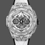 Super Clone Men's Hublot Big Bang Sang Bleu II Titanium Diamond Edition 418.NX.2001.RX.1604.MXM20 Transparent Dial