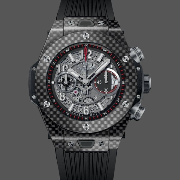 Mens Hublot Big Bang Unico Carbon 45mm 411.QX.1170.RX Black Replica Watch Image