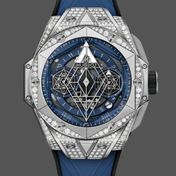 Super Clone Men's Hublot Big Bang Sang Bleu II Titanium 42MM 418.NX.5107.RX.1604.MXM20 Blue, Transparent Dial