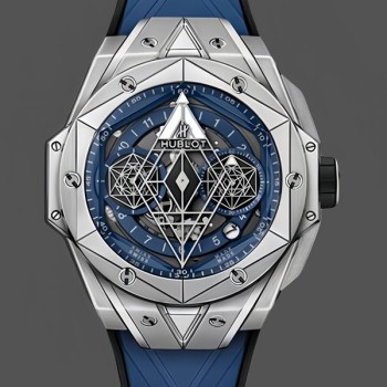 Super Clone Men's Hublot Big Bang Sang Bleu II Titanium 42MM  418.NX.5107.RX.MXM20 Blue, Transparent Dial