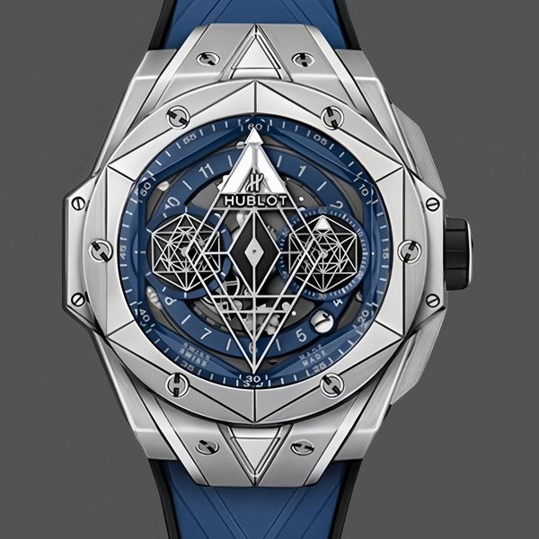 Mens Hublot Big Bang Sang Bleu II Titanium 42MM  418.NX.5107.RX.MXM20 Blue, Transparent Dial Replica Watch Image