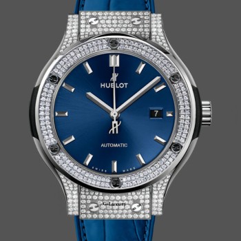 Super Clone Men's Hublot Classic Fusion Diamond Automatic 511.NX.7170.LR Blue Dial