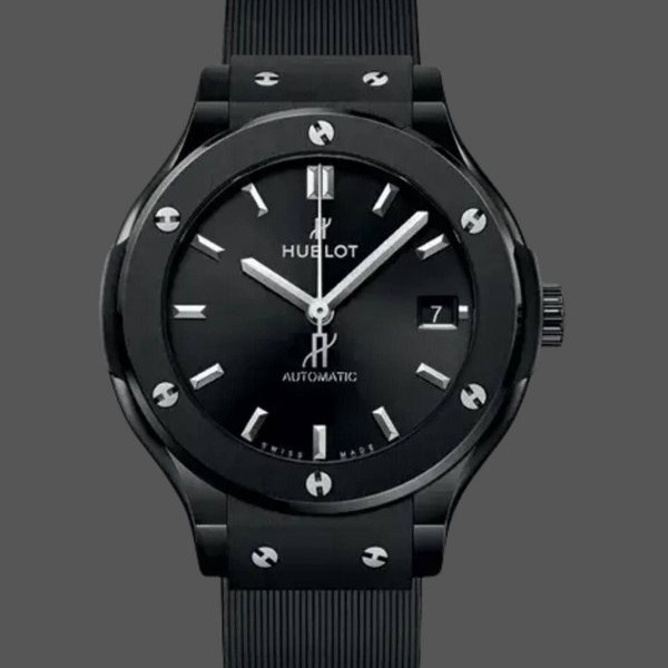 Womens Hublot Classic Fusion-565.CM.1470.RX, 38mm, Lady’s Black Replica Watch Image
