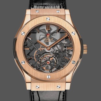 Super Clone Men's Hublot Classic Fusion Skeleton Tourbillon 505.OX.0180.LR 45mm Skeleton Dial