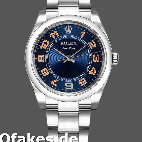 Super Clone Unisex's Rolex Oyster Perpetual Air‑King-114200, 34mm, Concentric Blue Dial, Unisex Concentric Blue