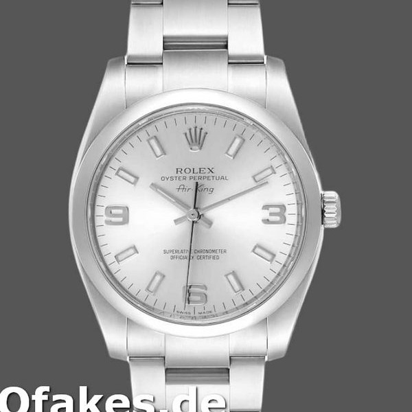 Super Clone Unisex's Rolex Oyster Perpetual Air‑King-114200, 34mm, Silver Arabic Dial, Unisex Silver