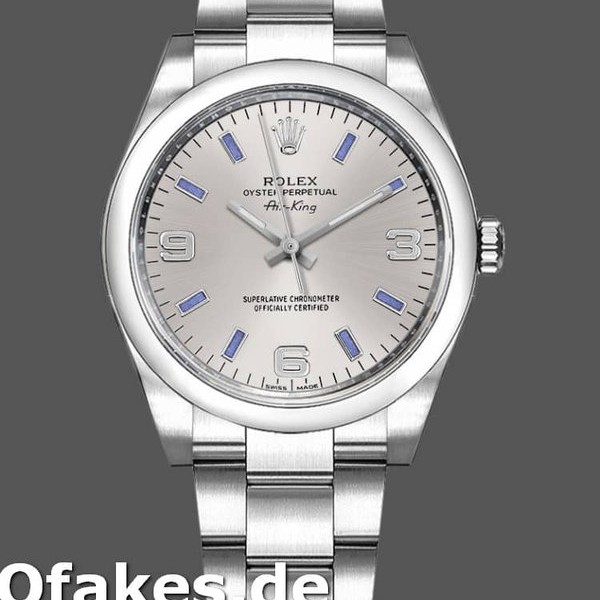 Super Clone Unisex's Rolex Oyster Perpetual Air‑King-114200, 34mm, Silver Dial, Unisex Silver