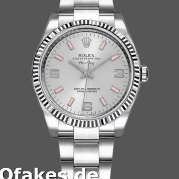 Super Clone Unisex's Rolex Oyster Perpetual Air-King 34mm Unisex-114234-Automatic-Silver Dial Silver