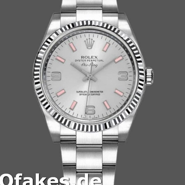 Super Clone Unisex's Rolex Oyster Perpetual Air-King 34mm Unisex-114234-Automatic-Silver Dial Silver