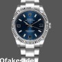Super Clone Unisex's Rolex Oyster Perpetual Air-King 34mm Unisex-114234-Blue Dial-Fluted White Gold Bezel Blue