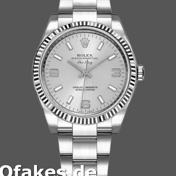 Super Clone Unisex's Rolex Oyster Perpetual Air-King 34mm Unisex-114234-Silver Dial Silver