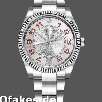 Super Clone Unisex's Rolex Oyster Perpetual Air‑King-114234, 34mm, Silver Orange Arabic Dial, Unisex Silver