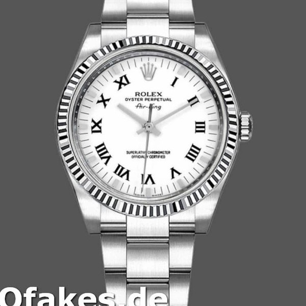 Super Clone Unisex's Rolex Oyster Perpetual Air-King 34mm Unisex-114234-White Dial White