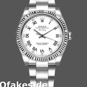Super Clone Unisex's Rolex Oyster Perpetual Air-King 34mm Unisex-114234-White Diamond Dial White Diamond