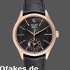 Super Clone Men's Rolex Cellini Dual Time 39mm Men's-50525-Black Dial-Black Leather Strap Black
