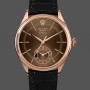 Super Clone Men's Rolex Cellini Dual Time 39mm Men's-50525-Brown Guilloche Dial-Black Leather Strap Brown