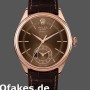 Super Clone Men's Rolex Cellini Dual Time 39mm Men's-50525-Brown Guilloche Dial-Brown Leather Strap Brown