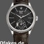 Super Clone Men's Rolex Cellini Dual Time 39mm Men's-50529-Black Dial-Brown Leather Strap Black