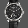 Super Clone Men's Rolex Cellini Dual Time 39mm Men's-50529-Black Dial-White Gold Black