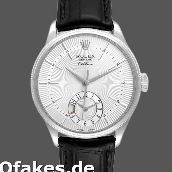 Super Clone Men's Rolex Cellini Dual Time 39mm Men's-50529-Silver Dial Silver
