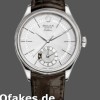 Super Clone Men's Rolex Cellini Dual Time 39mm Men's-50529-Silver Dial-Brown Strap Silver<br />