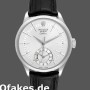 Super Clone Men's Rolex Cellini Dual Time 39mm Men's-50529-Silver Sunburst Dial-Black Leather Strap Silver