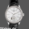 Super Clone Men's Rolex Cellini Dual Time 39mm Men's-50529-Silver Sunburst Dial-Brown Leather Strap Silver