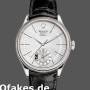 Super Clone Men's Rolex Cellini Dual Time 39mm Men's-50529-Silver Sunburst Dial-Brown Leather Strap Silver