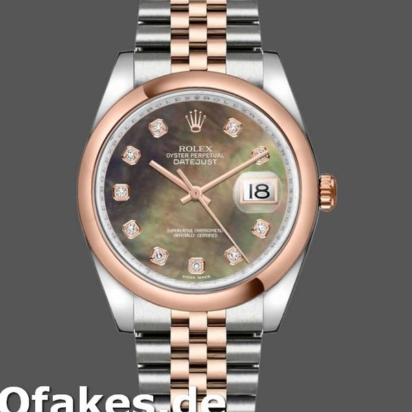 Super Clone Unisex's Rolex Datejust 36mm Unisex-116201-Black Mother of Pearl Dial MOP