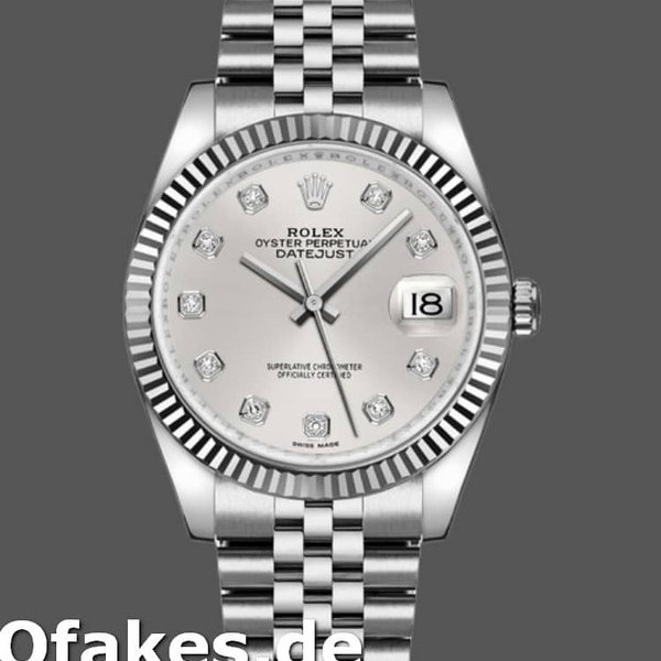 Super Clone Unisex's Rolex Datejust 36mm Unisex-116234-0084-Silver-Diamond Dial Silver Diamond
