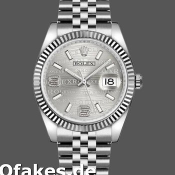 Super Clone Unisex's Rolex Datejust 36mm Unisex-116234-0159-Rhodium Wave-Diamond Dial Rhodium Wave Diamond
