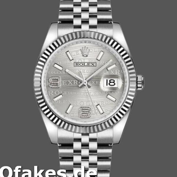 Super Clone Unisex's Rolex Datejust 36mm Unisex-116234-0159-Rhodium Wave-Diamond Dial Rhodium Wave Diamond