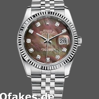 Super Clone Unisex's Rolex Datejust 36mm Unisex-116234-Black MOP-Diamond Dial Black MOP Diamond