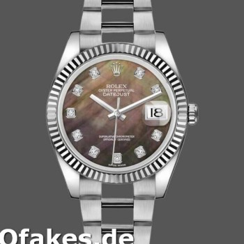 Super Clone Unisex's Rolex Datejust 36mm Unisex-116234-Black MOP-Diamond Dial-Automatic Black MOP Diamond