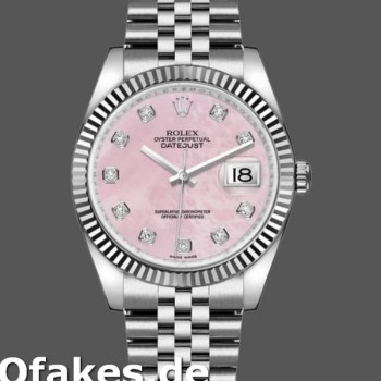 Super Clone Women's Rolex Datejust 36mm Women's-116234-Pink MOP-Diamonds Dial Pink MOP Diamonds