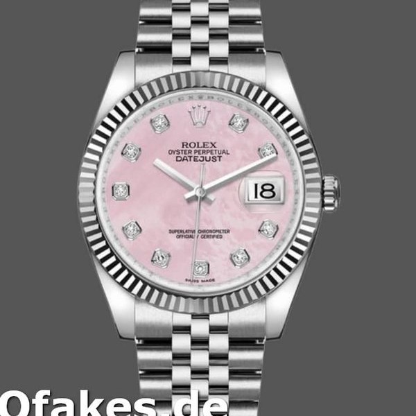 Super Clone Women's Rolex Datejust 36mm Women's-116234-Pink MOP-Diamonds Dial Pink MOP Diamonds