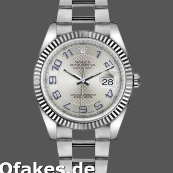 Super Clone Unisex's Rolex Datejust 36mm Unisex-116234-Silver Dial-Fluted Bezel Silver