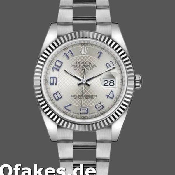 Super Clone Unisex's Rolex Datejust 36mm Unisex-116234-Silver Dial-Fluted Bezel Silver