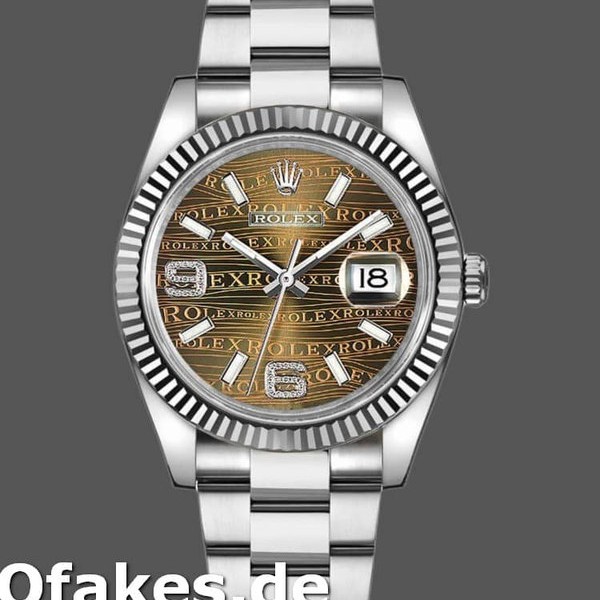 Super Clone Unisex's Rolex Datejust 36mm Unisex-116234-Waves-Bronze Diamond Dial Waves Bronze Diamonds