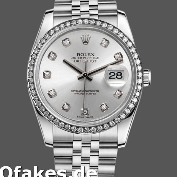 Super Clone Women's Rolex Datejust 36mm Women's-116244-Silver Dial-Diamonds Silver