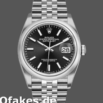 Super Clone Unisex's Rolex Datejust 36mm Unisex-126200-Black Index Dial-Stainless Steel Black