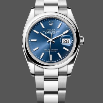 Super Clone Unisex's Rolex Datejust 36mm Unisex-126200-Blue Dial-Stainless Steel Blue