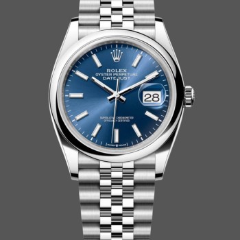 Super Clone Unisex's Rolex Datejust 36mm Unisex-126200-Blue Index Dial-Jubilee-Stainless Steel Blue