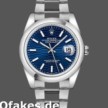 Super Clone Unisex's Rolex Datejust 36mm Unisex-126200-Blue Motif Wave Dial-Stainless Steel Blue