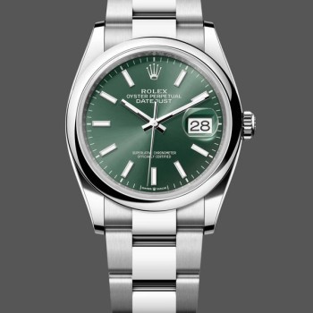 Super Clone Unisex's Rolex Datejust 36mm Unisex-126200-Green Index Dial-Stainless Steel Green Dial
