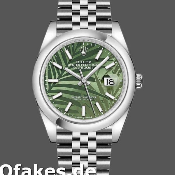 Super Clone Unisex's Rolex Datejust 36mm Unisex-126200-Olive Green Palm Motif Dial Green<br />