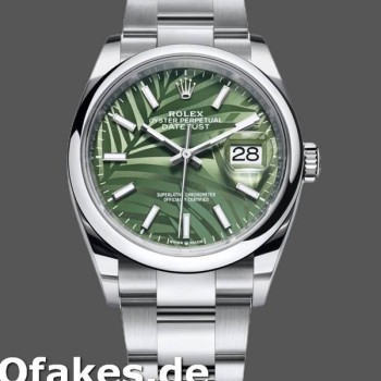 Super Clone Unisex's Rolex Datejust 36mm Unisex-126200-Olive Green Palm Motif Dial-Stainless Steel Green<br />