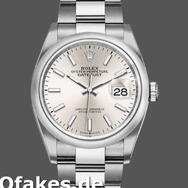 Super Clone Unisex's Rolex Datejust 36mm Unisex-126200-Stainless Steel-Silver Index Dial Silver