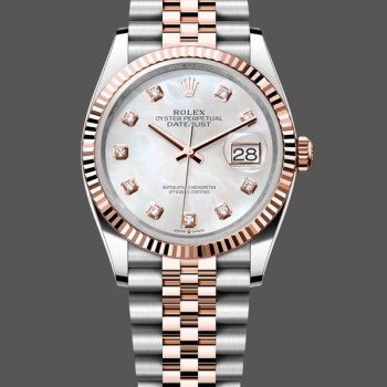 Super Clone Unisex's Rolex Day Date 36-128238 0051, Yellow Gold, Pave Rainbow Diamond Dial, Fluted Bezel Diamond